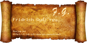 Fridrich György névjegykártya